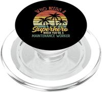Entretien Worker Funny Retro Vintage Superhero Men PopSockets PopGrip pour MagSafe