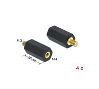 Entretoise DeLOCK M4 x M3 Hexagonale Interne/Externe 20mm Noir - Kit de 4 Unités - Plastique, Espacement PCB, Ventilation Optimale