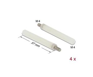 Entretoise DeLOCK M4 x M4 Hexagonale Interne/Externe 57 mm Naturel - Kit de 4 Unités - Matière Plastique - Pour PCB et Composants Informatiques