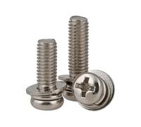 Entretoise ronde en alliage d'aluminium, rondelles plates en acier inoxydable, vis métallique ronde croisée, rondelle plate, joint à ressort, boulon nickelé.