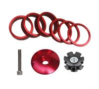 Entretoises de casque de vélo en alliage d'aluminium de 3,8 cm, ensemble de joints de tige de fourche avant de vélo avec capuchon supérieur et écrou étoile pour réglage du vélo de route VTT (rouge)