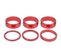 Entretoises de potence de vélo, alliage d'aluminium, légères et durables, réglables en hauteur, pour VTT et vélo de route, lot de 6 pièces (2 mm, 3 mm, 5 mm, 10 mm) (Rouge)
