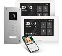 Entri Système d'interphone vidéo, sonnette encastrée avec caméra, application pour smartphone, 1 maison familiale, sonnette vidéo, moniteur HD 2 x 7", caméra Full HD, interphone avec ouvre-porte et
