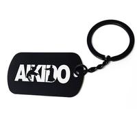 ENTROPIJA Porte-clés Aïkido, art martial, gravure au laser, classique, noir, étiquette en acier