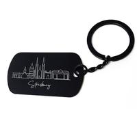 ENTROPIJA Strasbourg Skyline Porte-clés gravé au laser Motif paysage urbain Noir, Noir , taille unique