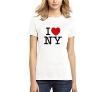ENTROPIJA T-shirt « I Love NY New York City United States » - Coupe classique - Pour femme, blanc, S