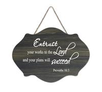Entrust Your Works to The Lord And Your Plans Will Succeed Proverbs 16:3 Plaque murale à suspendre en bois rustique Décoration murale Cadeau 15,2 x 25,4 cm