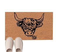 Entry Mat - 15.75x23.62in Funny Animal Highland Cow Anti-Slip Quick Drying Doormat | Farmhouse Home Entrance Rug, Living Room Bathroom, Door, Absorbent Rug, Indoor Outdoor Welcome, Decorat