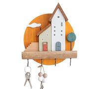 Entryway Key Holder - House Design Wall Mounted Hanger, Compact Key Storage Display, Charming Home Accent Rack | Practical Wall Decor Accessory For Front Door Kitchen Office Cafe Use