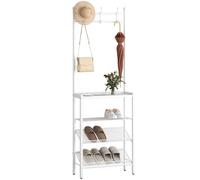 Entryway Shoe Rack & Coat Hanger, Metal nizer with 4 Shelves & Hooks, Stylish Gold Design for Bedroom & Living Room (24''/61cm)