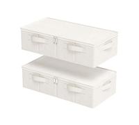 ENUMAIL 2er Boîte de Rangement Sous Lit, L'organisateur de Vêtements au Fond, Panier Cubique en Tissu Pour Chaussures avec Couvercle, Pour Ranger Drap, 60×30×15cm, Beige