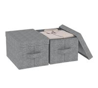 ENUMAIL 2er Boîtes de Rangement avec Couvercle, Panier Rectangulaire Pliable, Organisateur de Vêtements Pliables, Pour la Maison, Bureau, 42×30×26 cm, Gris