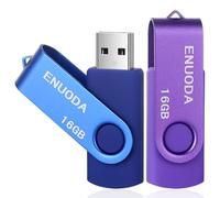 ENUODA Clé USB 16 Go Lot de 2 Cle USB 2.0 Flash Drive Stockage Rotation Disque Mémoire Stick avec Lumière LED(Bleu Violet)