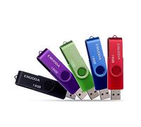 Lot de 5 Clé USB 16 Go ENUODA USB 2.0 Flash Drive Stockage Rotation Disque Mémoire Stick (Couleur Mixte:Rouge Vert Noir Bleu Violet)