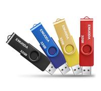 ENUODA Clé USB 32 Go Lot de 4 USB 2.0 Flash Drive Stockage Rotation Disque Mémoire Stick (Mixte Couleur:Jaune Rouge Bleu Noir)