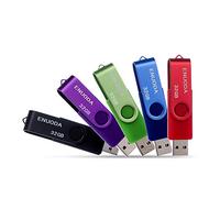 Lot de 5 Clé USB 32 Go USB 2.0 Flash Drive Stockage Rotation Disque Mémoire Stick (Mixte Couleur:Rouge Vert Noir Bleu Violet)