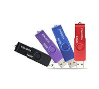 ENUODA Clé USB 64 Go Lot de 4 Clef USB 2.0 Flash Drive Stockage Rotation Disque Mémoire Stick avec Lumière LED pour Le Stockage et la Sauvegarde (Rouge Noir Bleu Violet)