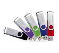ENUODA Clé USB 8 Go Lot de 5 USB 2.0 Flash Drive Pivotant Stockage Disque Mémoire Stick (Rouge Vert Noir Bleu Violet)