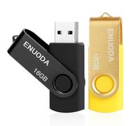 ENUODA Lot de 2 Clé USB 16 Go USB 2.0 Flash Drive Mémoire Stick avec Lumière LED (Noir Or)