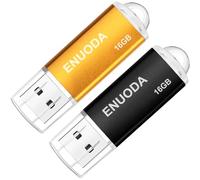 ENUODA Lot de 2 Clé USB 16 Go USB 2.0 Flash Drive Stockage Mémoire Stick avec Lumière LED (Noir Or)