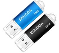 ENUODA Lot de 2 Clé USB 32 Go USB 2.0 Flash Drive Stockage Mémoire Stick avec Lumière LED (Noir Bleu)