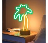 ENUOLI Coconut Palm Tree Néon Signs Lampe de nuit néon avec support de base LED néon signe batterie ou lampe de nuit rechargeable par USB Palm fluo pour chambre chambre à coucher