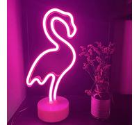ENUOLI Flamingo - Enseigne lumineuse néon - Veilleuse avec support - Fonctionne avec piles / USB - LED - Pour salon, chambre à coucher, fête de Noël - Décoration d'anniversaire