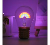 ENUOLI Lampe de table en forme d'ampoule (7 x 11 cm), ampoule rechargeable avec USB arc-en-ciel, lampes sans fil, ampoule Edison créative LED, lampe décorative vintage, bureau, chambre, ambiance