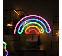 ENUOLI Lampe LED colorée arc-en-ciel avec base alimentée par piles, veilleuse d'intérieur pour chambre d'enfant, salon, fête, mariage