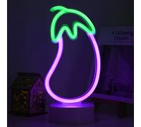 ENUOLI Lampe néon en forme d'aubergine, lampe décorative alimentée par USB, pour maison, chambre à coucher, fête, anniversaire, Noël