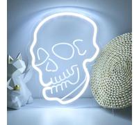 ENUOLI Lampe néon LED en forme de tête de mort squelette pour chambre à coucher, décoration murale, panneau néon à luminosité réglable, alimentation USB, pour homme, grotte, salle de jeux, fête,