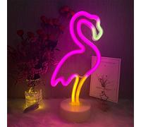 ENUOLI Lampes néon flamant rose,Signes lumineux néon USB,Fonctionne avec piles,Lumières néon roses,Lumières LED flamant rose,Pour décoration de chambre à coucher,Cadeau de Noël ou de Saint-Valentin