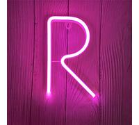 ENUOLI LED Neon Letter Lights Pink Neon Sign Lights Letters Neon Sign Battery/USB Lettres illuminées Neon Night Light Decor pour chambre d'enfant, mariage, Noël, Saint Valentin (R)