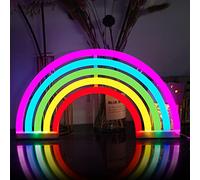 ENUOLI LED Rainbow Neon Sign Neon Veilleuse à Piles ou USB Powered Wall Decor Neon Light Sign LED Lumière pour fête d'anniversaire,décoration néon pour Amis, Enfants, Cadeaux (Multicolore)