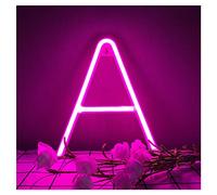 ENUOLI Lettres néon LED roses,Alimentation par piles,Alimentation par USB,Lettre A,Panneau néon,Signes néon,Décoration murale,Mots néon,Veilleuse lumineuse, fête d'anniversaire, maison (A)