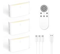 ENUOTEK Applique Murale Escalier avec Télécommande, Veilleuse Rechargeable Sans Fil, LED Luminaire Escaliers Dimmables Lot de 3, Couleurs de Lumière Réglables, pour Couloir, Chambre, Chambre d'Enfants