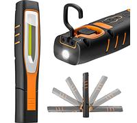 ENUOTEK Lampe Baladeuse Torche, Lampe de Poche LED Rechargeable, Grade Étanche IP65, Aimantée Puissante, LED COB 7W Avant 4W Top avec Deux Crochets, Batterie Lithium 2600mAh
