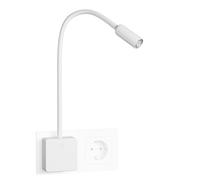 ENUOTEK Lampe de Applique Murale Chambre Chevet de Lecture LED Flexible Blanc avec Prise de Courant, Interrupteur Tactile Dimmable Luminosité 3W 280Lm, Eclairage Blanc Neutre 4000K