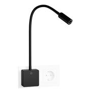 ENUOTEK Lampe de Chambre Liseuse de Chevet, Lumiere Applique Murale de Lecture LED Flexible sur Prise de Courant, 3W 280Lm Eclairage Blanc Neutre 4000K, 3 Niveaux de Luminosité Dimmable Tactile