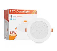 ENUOTEK Lampe Spot LED Encastrable Plafond a Encastrer a LED Dimmable Haute Luminosité 12W IP44 pour Salle de Bain Cuisine Salon Trois Couleurs Eclairage Réglables Lot de 1 de