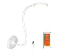 ENUOTEK Liseuse Lampe de Lecture LED Blanche avec Télécommande, 3 Couleurs d'Éclairage, Applique Murale Chambre Dimmable avec Base et Câble USB de 1.8 mètre, Minuterie Arrêt Automatique