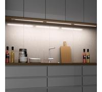 ENUOTEK Réglette LED Cuisine 60cm, Lot de 3 | 5 Couleurs de Lumière, Détecteur de Mouvement Intérieur, Sous Meuble, 10W 800Lm, Avec Placard et Prise