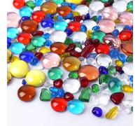 ENUTROF Billes Plates Verre Bille Plate Galets Decoratif Chinoises Aquarium | 260g 5-22MM Cailloux Galet Coloré pour Aquariums Vases Travaux Manuels Décoration Briques de Mosaïque Aménagement Paysager