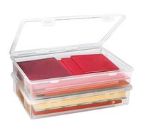 ENUTROF Boite Rangement Plastique A4 32 x 22,5 x 5 cm 2Pcs Ultra Plate | Boîtes de Rectangulaires Empilable avec Couvercle pour Ranger des Objets Organisateur de Papier & Documents(L/2200ML-2PCS)