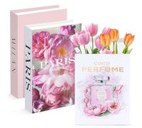 ENUTROF Livre Decoration Luxe 3Pcs Faux Livres Decoratifs Faux Livre Deco Boite Livre Decoration d'interieur pour la Maison Bureau Chambre À Coucher Salon Tables Basses Etagères (MILAN)