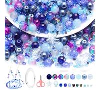 ENUTROF Perle en Verre Ronde pour Bracelet Bijoux Perles en Pierres 1000pcs | Naturelles Précieuses Pierre Brisée 8/2/3/4mm Petites d'amazonite Kit pour Adultes Artisanat DIY Collier Fabrication
