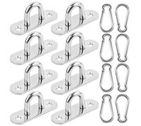 ENUTROF Plaque Oeillet Acier Inoxydable Pontet Crochet INOX Plaque à Oeil Anneau de Fixation 8pcs avec Crochet Mousqueton INOX pour Pont/Mur/Bateau/Auvents/Plaques De Recouvrement/Objets (M-U)