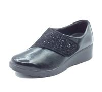 ENVAL SOFT 2266711 Naplak Mocassins confortables pour femme en vernis avec stretch Noir, Noir , 35 EU