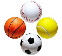 envami® Balle Anti-Stress Sport avec 4 Dessins : 4 balles Anti-Stress malaxage pétrissage Smiley Grimace réduction du Stress balles Anti-Stress