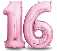 envami® Ballon Anniversaire 16 ans - 101 CM Ballon Chiffre - Deco Kit Anniviersaire Garçon - Happy Birthday Decoration - Ballon Joyeux Anniversaire - Vole Grâce à l'Hèlium, Rose